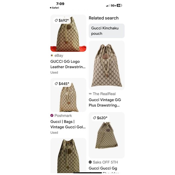 Vintage Gucci GG Supreme drawstring pouch “Kinchaku”. MSRP $400-700. With COA - Picture 8 of 8